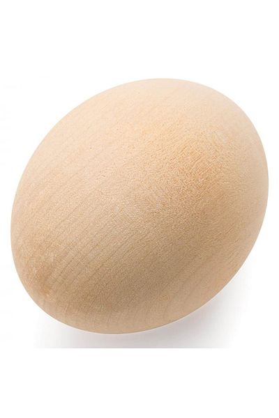 Micostore Natural Unvarnished Wooden Egg, From Hen Easter Eggs, Medium Size, 4.5 Cm
