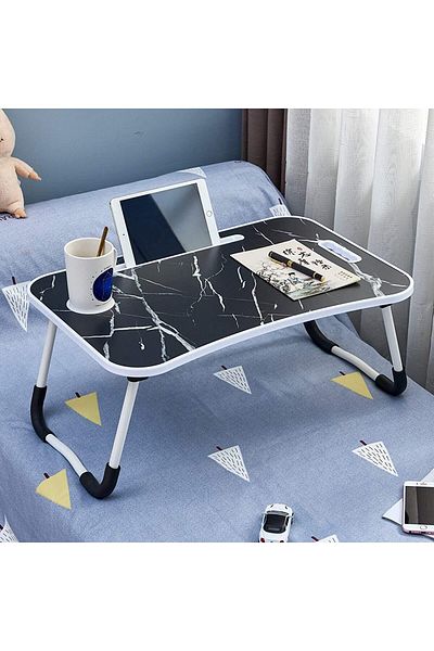 co arma Marble Folding Laptop Table with Cup Holder and iPad