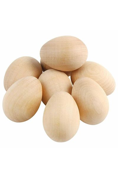 Micostore Set of 10 Natural Wooden Eggs for Drawing, Painting and Dyeing