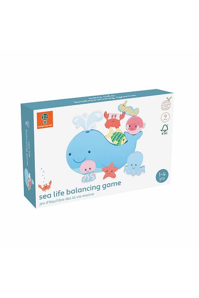 Orange Tree Toys Ξύλινο παιχνίδι ισορροπίας, Φάλαινα και θαλάσσια πανίδα,