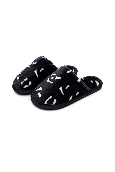 Kosmos Kids Μαύρες αφράτες παντόφλες με animal print