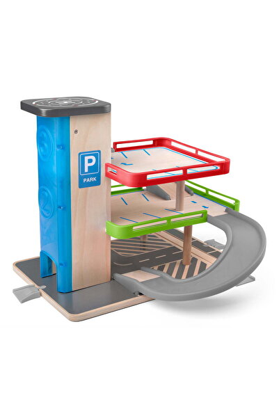 Woody Jucărie din lemn - Garaj cu lift și accesorii