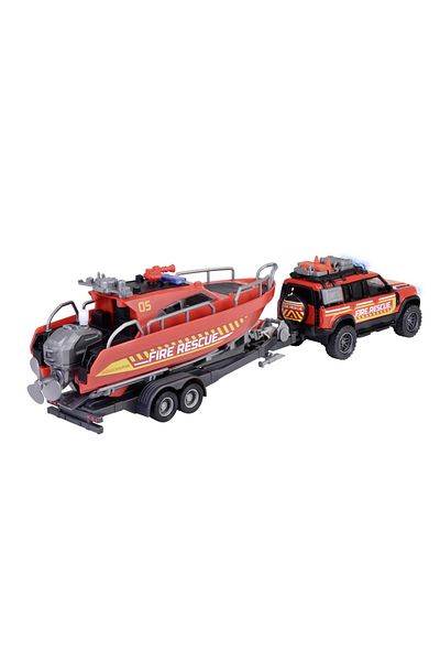 Simba Majorette Set Of Land Rover Fire Truck And Rescue Boat