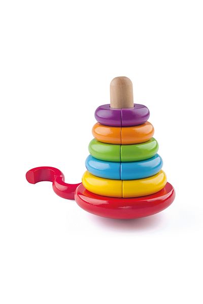 Woody Wooden Stacking Toy Pyramid With Magnetic Rings