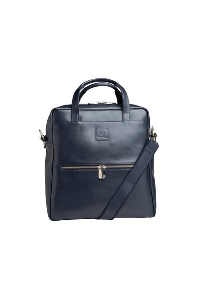 Exacompta Rucsac din piele naturală, pentru laptop de 14", model pentru femei, bleumarin