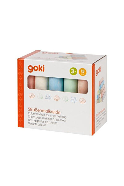 Goki Cretă colorată pentru desen pe asfalt, set de 15 bucăți