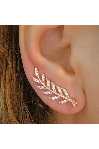 HDCreativeDesign 1 Pair Stylish and Leaf Climber Earrings for Women, Hollowed Leaf Design Ear Climbers