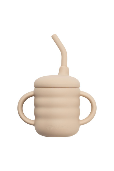 APPEKIDS Ποτήρι Σιλικόνης με Καλαμάκι, - Bubble Beige