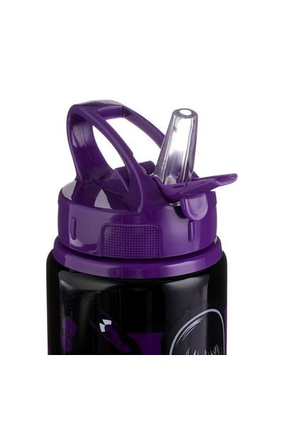 Micostore Sticla De Apa Copii, Cu Pai, Wednesday, Aluminiu, 500 Ml, Negru Si Mov, Flip Top, Bidon