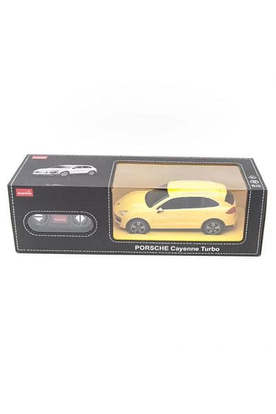 Rastar Masina Cu Telecomanda Porsche Cayenne Turbo Galben Cu Scara 1 La 24