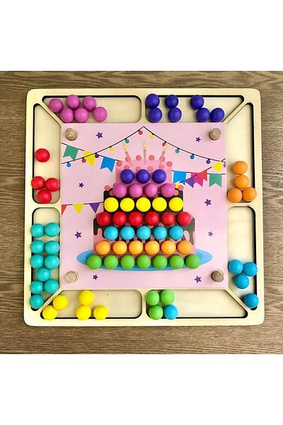 Micostore Joc Montessori de asociere si indemanare cu bile colorate