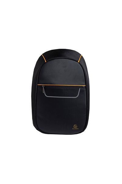 Exacompta Rucsac ușor pentru laptop de 15,6", cu buzunare cu fermoar în față și pe fiecare laterală, culoare neagră