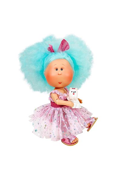 OEM Păpușa Nines D'onil, Mia, cu păr albastru, cu cățeluș, cu articulații, cu parfum de vanilie, 30 cm