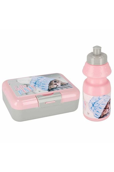 Micostore Casserole and Water Bottle for School Pack for Children, with Kittens