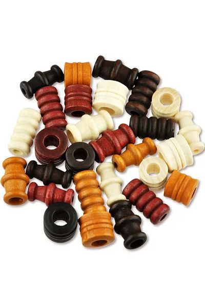 Meyco Set de 28 de mărgele tubulare din lemn, culori naturale, accesorii creative pentru artizanat