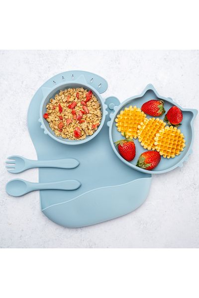 APPEKIDS Set Diversificare, 5 Piese, , 100% Silicon, Kitty - Aqua Blue