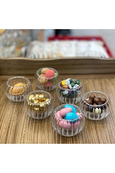 Home 6 Double-Sided Sauce Bowls, Twisted Snack Bowl, Appetizer, Turkish Delight Bowl, Coffee Side Presentation Bowl