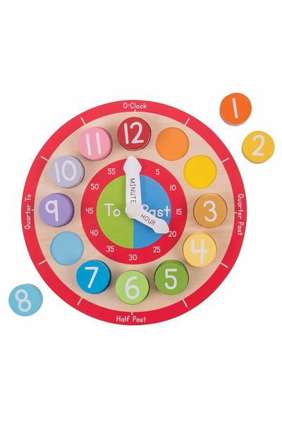BIGJIGS Toys Colorful Wooden Clock