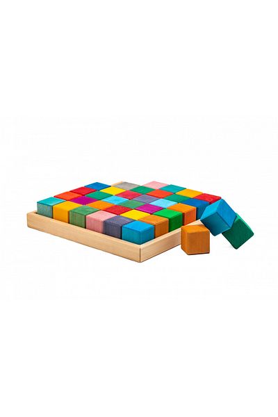 Marc toys Rainbow Pyramid - 36 Wooden Cubes in a Box