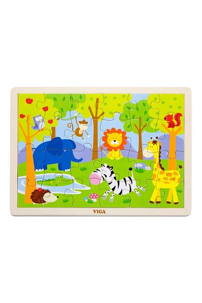 Viga Toys Puzzle Din Lemn 24 Piese, Zoo