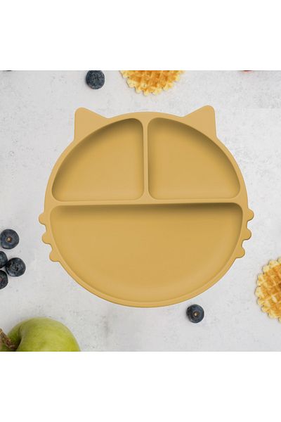 APPEKIDS Farfurie Compartimentata Din Silicon Cu Ventuza, - Kitty - Honey