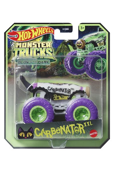 mattel Hot Wheels Monster Truck Glow In The Dark Car Carbonator Xxl Scale 1:64