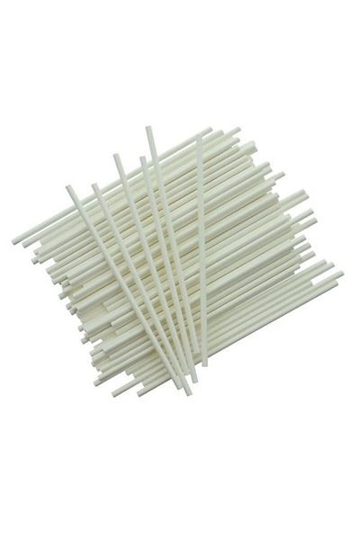 Micostore Set of 100 Lollipop Sticks, Reusable, Heat Resistant, White