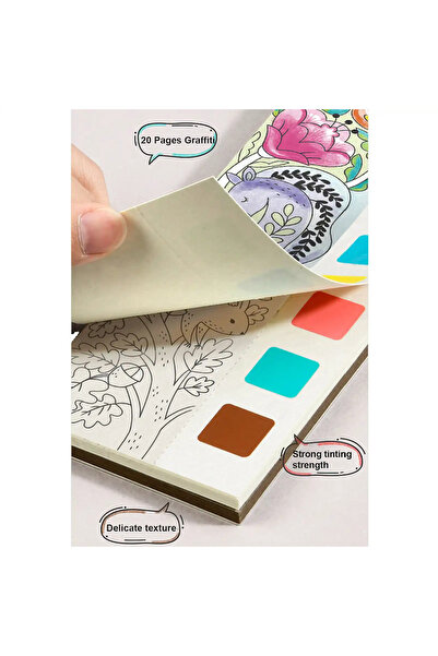 Mideer Coloring Book With Drawings, Includes Paintbrush And Watercolors, Enchanted Garden,