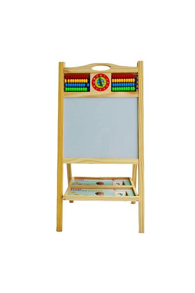 Micostore Tabla Magnetica Din Lemn, Cu 2 Fete, 80 Cm, Ceas, Abac Pentru Scris Cu Creta Si Marker