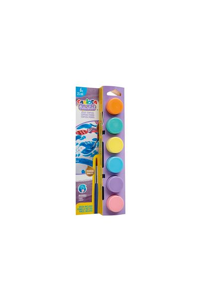 CARIOCA Watercolors Tempera Pastel 6 Colors X 25 ml Brush, In Blister