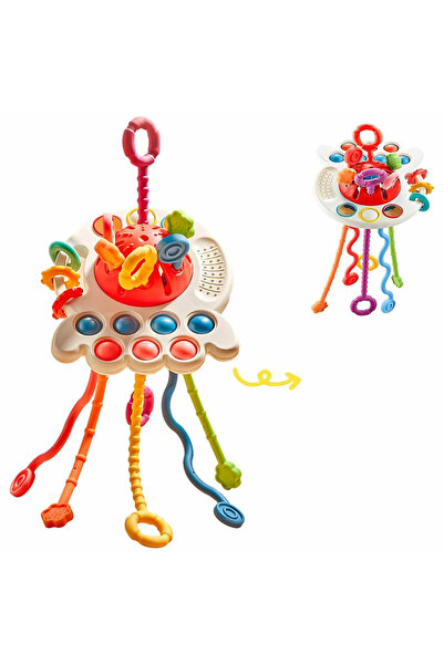 Micostore Παιχνίδι Αισθήσεων Montessori, Χαρούμενο Χταπόδι, Για Κινητικές Δεξιότητες και Οδοντοφυΐα, Με Κορδόνι Σιλικόνης