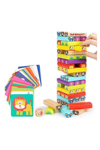 Top Brıght Turnuletul Jenga Din Lemn Cu Animale 4 In 1
