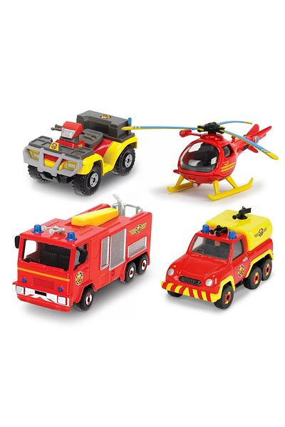 Simba Fireman Sam Set of 4 Metal Vehicles with Helicopter 1:64 Scale