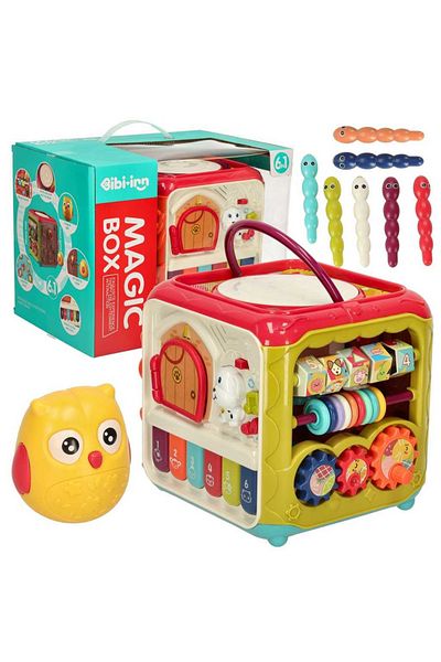 Micostore Jucarie Cub Interactiv Centru De Activitati Bebelusi, 6in1, Sortare Forme,ciocanitoarea,pian,muzica