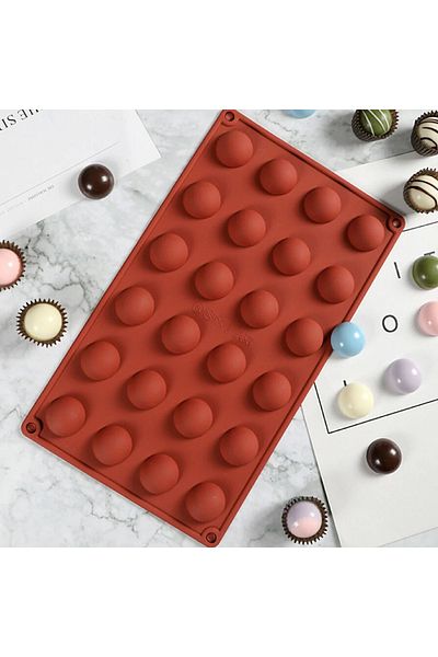 Micostore Silicone Mold For Chocolate Candies And Pralines, Hemispheres, 24 Molds, 2.5 X H 1.5 Cm