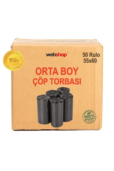 naft 50 Rolls Garbage Bags Medium Size 10 Pack (1 Box) 55X60 Garbage Bags
