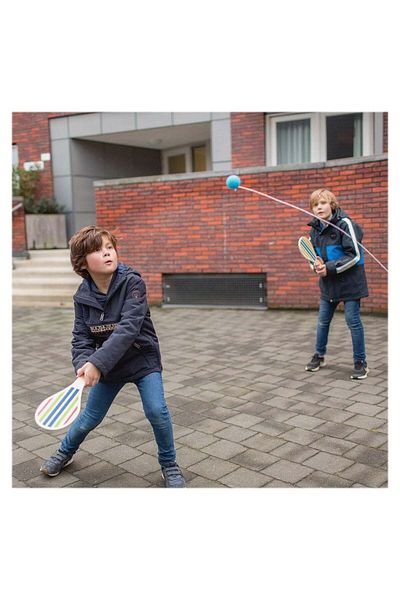 BS Toys Set Antrenament Tenis Din Lemn, Minge Cu Elastic, Joc De Coordonare