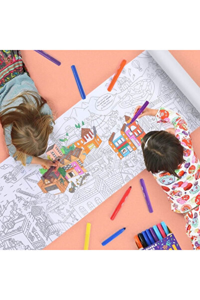 Mideer Ролка хартия за оцветяване - Градска тема - Дължина 10 м