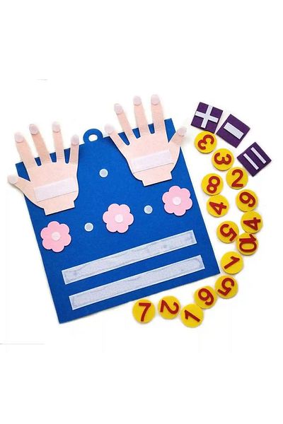 Micostore Felt Board With Numbered Tokens And Velcro Fastening, Math Toy Finger Counting