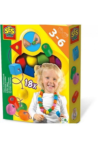 SES Creative Wooden Toy - Bead Stringing Set