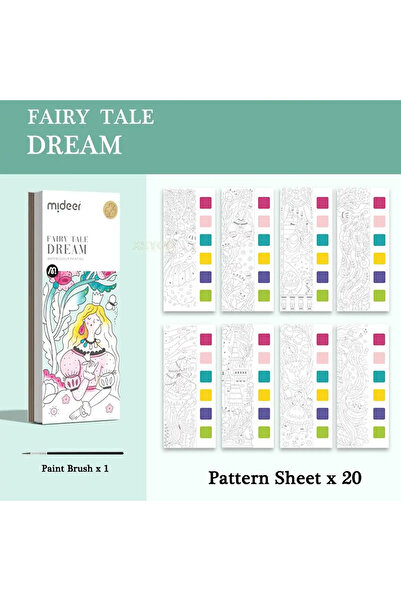 Mideer Coloring Book With Drawings, Includes Paintbrush And Watercolors, Fairy Tales, Fairy Tale Dream,