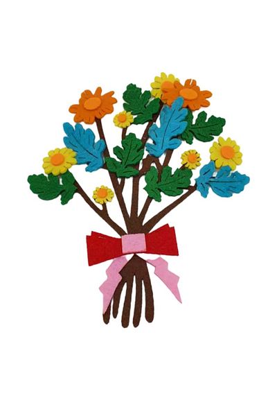 Micostore Set de 2 buchete de flori, margarete din fetru cu lipici, 20 cm, figurine din fetru pentru meșteșuguri și decorațiuni
