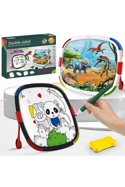 Micostore Double-Sided Magnetic Board for Drawing and Puzzle Dinosaurs