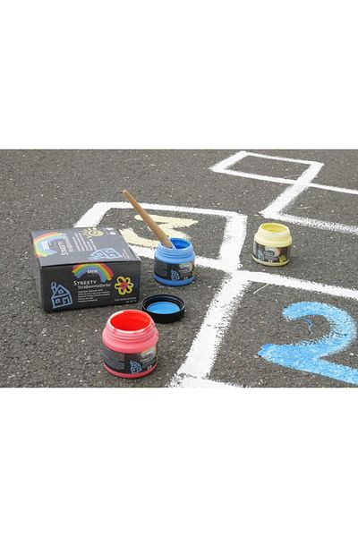 Kreul Water-based Liquid Chalk, For Asphalt, Roller Or Brush Application, Set Of 4 X 120 ml