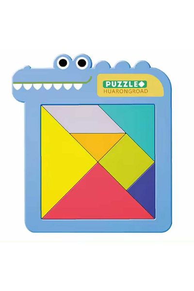 Micostore Tangram Game, 7 Pieces, Crocodile Shape, Educational Plastic Puzzle, 14.7 X 16.2 X 1.3 Cm, 2 Colors