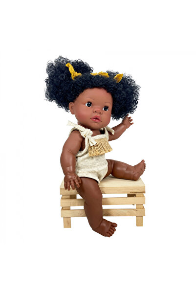 OEM Кукла Nines D'onil, Joy Afro, с жълти панделки, с аромат на ванилия, 37 см
