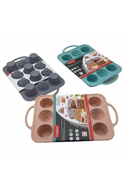 COOKSTYLE Silicone Muffin Mold, 12 Molds, For Jellies And Cakes, Baking Tray, 37.5 X 23 X 4 Cm