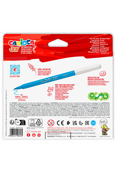 CARIOCA Σετ 36 μαρκαδόρων για παιδιά, εξαιρετικά πλενόμενοι, με λεπτή άκρη, Joy