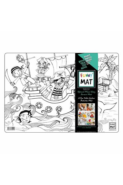 Funny Mat Fișă de colorat, model pirați, reutilizabilă, fișe de colorat pentru copii, 48 x 33,5 cm