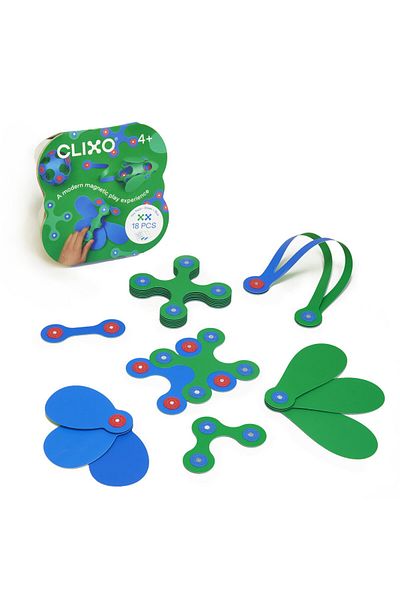 Clixo Magnetic Building Set - Itsy Blue & Green (18 PIECES)
